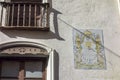 Sundial in ancient facade building in Castellon,Spain.