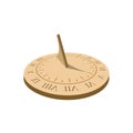 Sundial. Ancient sun clock with roman numbers. Vector illustration