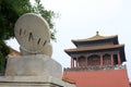 Sundial and chinese ancient architecture Royalty Free Stock Photo