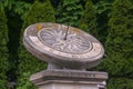 Sundial in the city. Architectural element