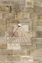 Sundial with gnomon  in Montjuich castle, Barcelona, Spain Royalty Free Stock Photo