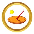 Sundial icon, cartoon style