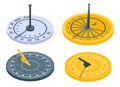 Sundial icons set, isometric style Royalty Free Stock Photo