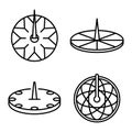 Sundial icons set, outline style Royalty Free Stock Photo