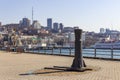 sundial made of an old cast-iron bollard for mooring ships, on the square near the Vladivostok Marine Station