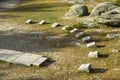 Sundial in the middle of the forest in Cercedilla, Madrid. Sierra de Guadarrama National Park, Spain Royalty Free Stock Photo