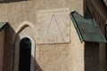 Sundial on Roman catholic church of St. Bartolomej, Prievidza