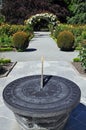 The sundial and rose arch