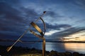 Sundial at sunset on the waterfront Royalty Free Stock Photo