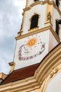 Sundial on Tower of Parish Church of Saints Peter and Paul and Sanctuary of Our Lady Royalty Free Stock Photo