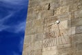 Sundial on a wall in Castle of Montjuic in Barcelona, Spain Royalty Free Stock Photo