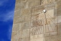 Sundial on a wall in Castle of Montjuic in Barcelona, Spain Royalty Free Stock Photo