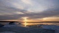 A Sundog sunset over Beausoleil First Nation, Ontario Royalty Free Stock Photo