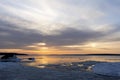 A Sundog sunset over Beausoleil First Nation, Ontario Royalty Free Stock Photo