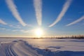 sundogs flanking the sun on a clear day Royalty Free Stock Photo