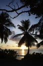 Sundown at Anse Takamaka, Seychelles Royalty Free Stock Photo
