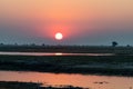 Sundown at the chobe river in Botswana in africa Royalty Free Stock Photo