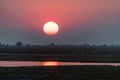 Sundown at the chobe river in Botswana in africa Royalty Free Stock Photo