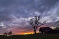 Sundown on a clearing in Germany Royalty Free Stock Photo