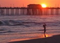 Sundown at the Huntington Beach Pier. Royalty Free Stock Photo