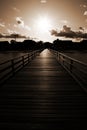 Sundown at landing stage - pier Royalty Free Stock Photo