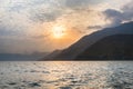 Sundown over Atitlan lake in Panajachel Royalty Free Stock Photo