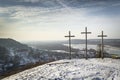 Sundown over Three Crosses Hill in Kazimierz Dolny Royalty Free Stock Photo