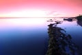 Sundown at Rock coast, Lake Baikal, Russia