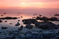 Sundown at Rock coast, Lake Baikal, Russia