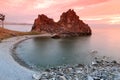 Sundown at Shaman Rock, Lake Baikal, Russia Royalty Free Stock Photo