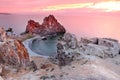 Sundown at Shaman Rock, Lake Baikal, Russia Royalty Free Stock Photo