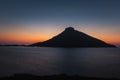 Sundown on Telendos Greek island of Dodecanese archipelago in Aegean sea Royalty Free Stock Photo