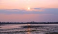 Sundown on venetian lagoon at winter Royalty Free Stock Photo