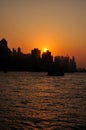 Sundown in Victoria habor, Hongkong Royalty Free Stock Photo