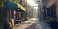 SunDrenched Alleyway A Captivating Urban Scene Royalty Free Stock Photo