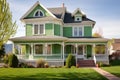 sundrenched green victorian house front