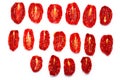Sundried tomato halves, paths, top view Royalty Free Stock Photo