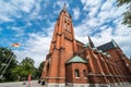 Sundsvall, Vastnorrland County - facade and tower of the Gustav Adolfs Kyrka Evangelic Church