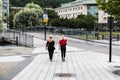 Sundsvall, Vastnorrland County - Two young blonde girls walking towards the bridge