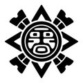 Sun emblem, ancient Mexican motif for flat clay stamps Royalty Free Stock Photo