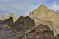 Sunet view of massive rock mountain Royalty Free Stock Photo