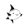 Sunfish. Sunfish simple black and white line art vector logo Royalty Free Stock Photo