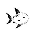 Sunfish. Sunfish simple black and white line art vector logo Royalty Free Stock Photo