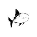 Sunfish. Sunfish simple black and white line art vector logo Royalty Free Stock Photo