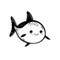 Sunfish. Sunfish simple black and white line art vector logo Royalty Free Stock Photo