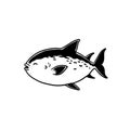 Sunfish. Sunfish simple black and white line art vector logo Royalty Free Stock Photo
