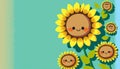 Sunflower background with space for text. AI Generated Royalty Free Stock Photo