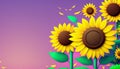 Sunflower background with space for text. AI Generated Royalty Free Stock Photo