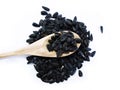 Sunflower Black Seeds in Wooden Spoon