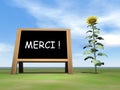 Sunflower blackboard saying thank you in french -